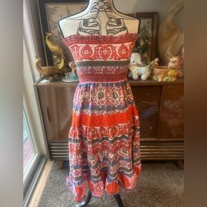 Strapless bohemian summer dress